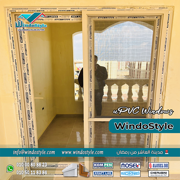 kraftline-2-leaf-upvc-sliding-door-with-movable-screen باب Pvc جرار 2 ضلفة زجاج مع ضلفة سلك :قطاعات كرافت لاين KRAFTLINE المصرية بضمان 20 عام.اكسسوارات ڤورنا VORNE التركية بضمان 10 أعوام.متاح بزجاج مفرد ، ومزدوج
